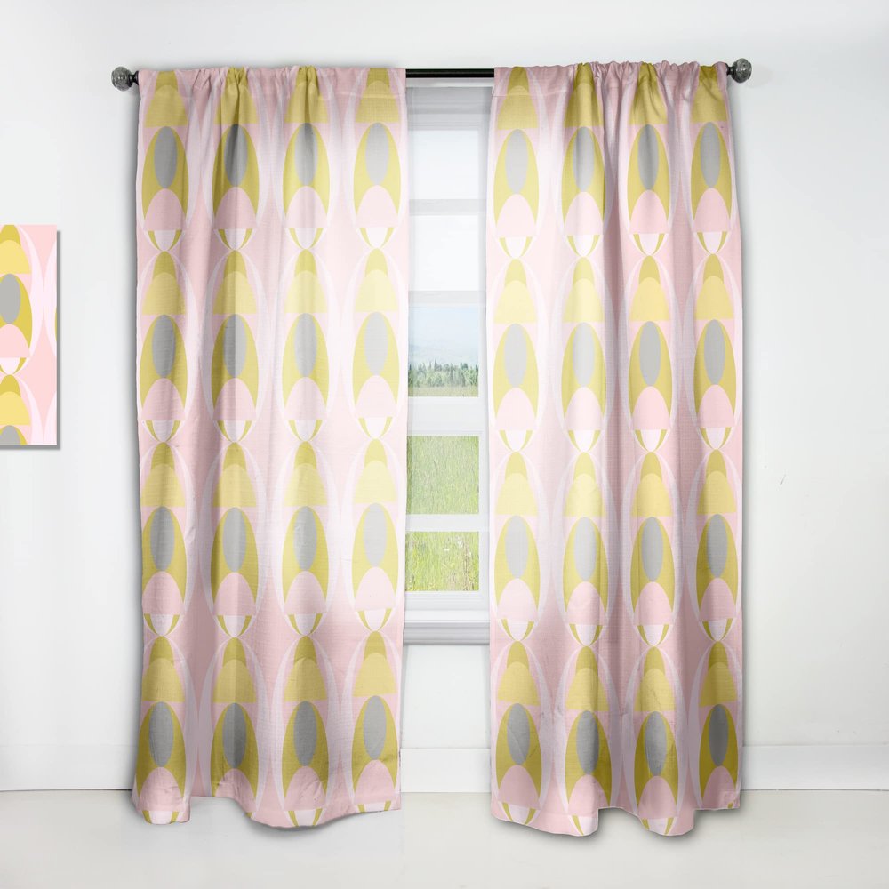 DesignQ 'Retro Pastel Circular Pattern IV' Mid-Century Modern Curtain Panel