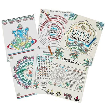Assorted Design Diwali Activity Sheets - 8.5" x 11"(Pack of 11) - Perfect for Crafting, Drawing & Coloring