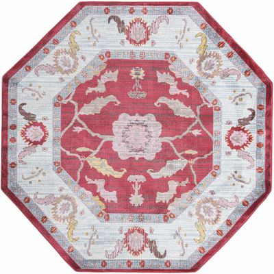 Rugs.com Paragon Collection Rug  8 Ft Octagon Red Medium-Pile Rug Perfect for Living Rooms, Kitchens, Entryways