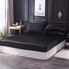 CFYCYHDZHT Bedding Set Satin Brushed Microfiber Mattress Protector Cover, Bedroom Silky Solid Color Double Fitted Bed Sheet Pillowcase 150200cm (3pcs) Black view 1
