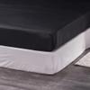 CFYCYHDZHT Bedding Set Satin Brushed Microfiber Mattress Protector Cover, Bedroom Silky Solid Color Double Fitted Bed Sheet Pillowcase 150200cm (3pcs) Black view 2