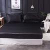 CFYCYHDZHT Bedding Set Satin Brushed Microfiber Mattress Protector Cover, Bedroom Silky Solid Color Double Fitted Bed Sheet Pillowcase 150200cm (3pcs) Black view 3