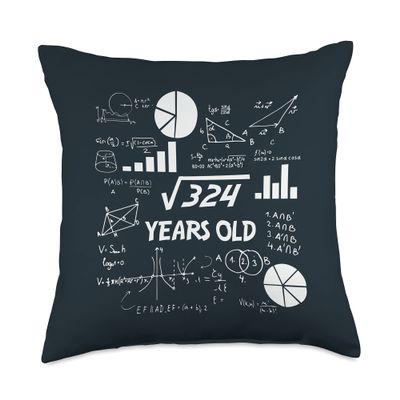 18th Birthday Square Root of 324 Math 18 Years Old Birthday Throw Pillow