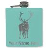 6oz Stainless Steel Flask, Elk, Personalized Engraving Included (Teal) view 1