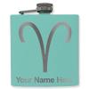 6oz Stainless Steel Flask, Zodiac Sign Aries, Personalized Engraving Included (Teal) view 1