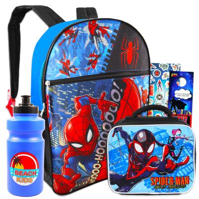 Spiderman 16" Backpack and Lunch Bag Set, Bottle, More | Spidey School Supplies