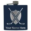 6oz Stainless Steel Flask, Hockey Sticks, Personalized Engraving Included (Navy Blue) view 1
