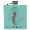 6oz Stainless Steel Flask, Cobra Snake, Personalized Engraving Included (Teal) view 1