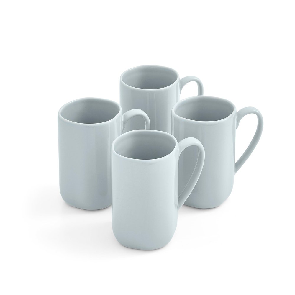 Portmeirion Sophie Conran 14 oz Arbor Collection Mug, Set of 4  Robins Egg, Organic Shape Stoneware Drinkware, Handled Mugs for Coffee, Tea & Hot Cocoa, Easy Care Durable Kitchen Cups