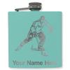 6oz Stainless Steel Flask, Hockey Player Man, Personalized Engraving Included (Teal) view 1