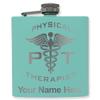 6oz Stainless Steel Flask, PT Physical Therapist, Personalized Engraving Included (Teal) view 1