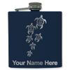 6oz Stainless Steel Flask, Sea Turtle Family, Personalized Engraving Included (Navy Blue) view 1