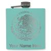 6oz Stainless Steel Flask, Flag of Mexico, Personalized Engraving Included (Teal) view 1