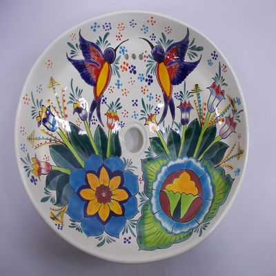 17" TALAVERA SINK drop in (semi-recessed) mexican handmade hand painted ceramic