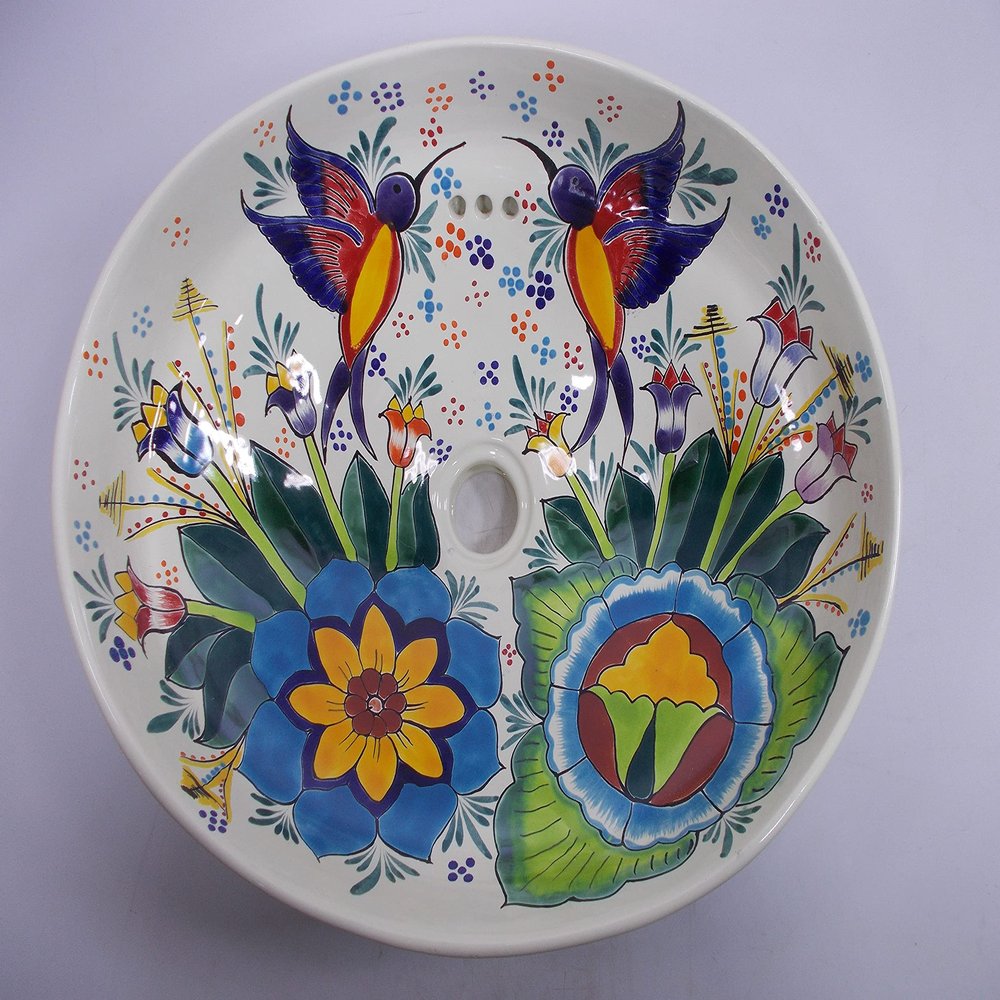 17" TALAVERA SINK drop in (semi-recessed) mexican handmade hand painted ceramic