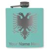 6oz Stainless Steel Flask, Flag of Albania, Personalized Engraving Included (Teal) view 1