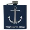 6oz Stainless Steel Flask, Boat Anchor, Personalized Engraving Included (Navy Blue) view 1