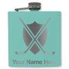 6oz Stainless Steel Flask, Hockey Sticks, Personalized Engraving Included (Teal) view 1