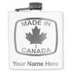 6oz Stainless Steel Flask, Made in Canada, Personalized Engraving Included (White) view 1