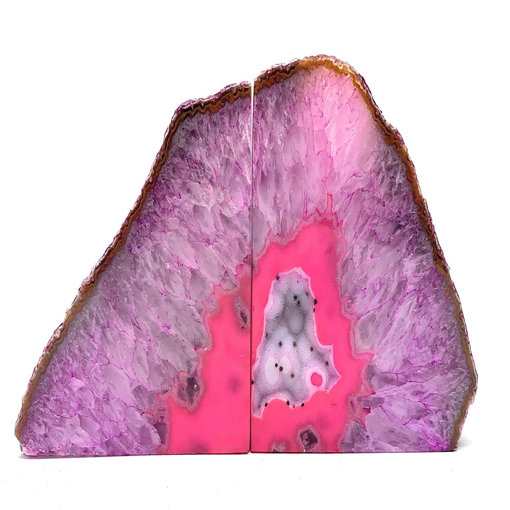 Agate Bookends (Pink, 7-8 lb)