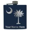 6oz Stainless Steel Flask, Flag of South Carolina, Personalized Engraving Included (Navy Blue) view 1