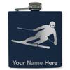 6oz Stainless Steel Flask, Skier Downhill, Personalized Engraving Included (Navy Blue) view 1