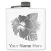 6oz Stainless Steel Flask, Hibiscus Flower 2, Personalized Engraving Included (White) view 1