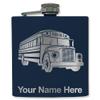 6oz Stainless Steel Flask, School Bus, Personalized Engraving Included (Navy Blue) view 1