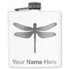 6oz Stainless Steel Flask, Dragonfly, Personalized Engraving Included (White) view 1