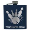 6oz Stainless Steel Flask, Bowling Ball and Pins, Personalized Engraving Included (Navy Blue) view 1