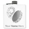 6oz Stainless Steel Flask, Tambourine, Personalized Engraving Included (White) view 1