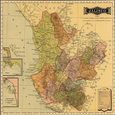 Jalisco 1844 by Vintage Maps - 20x16 Art Print Poster