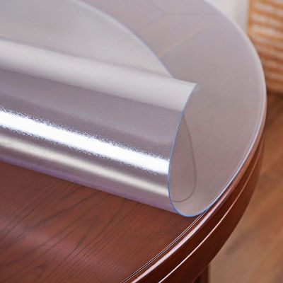 2mm Thick Frosted PVC Table Cover Protector - Plastic Round Tablecloth Desk Pad, Non Slip Clear Mat Sheet/Table Covers for Garden Furniture/Dining Table Covers Waterproof - Custom Size