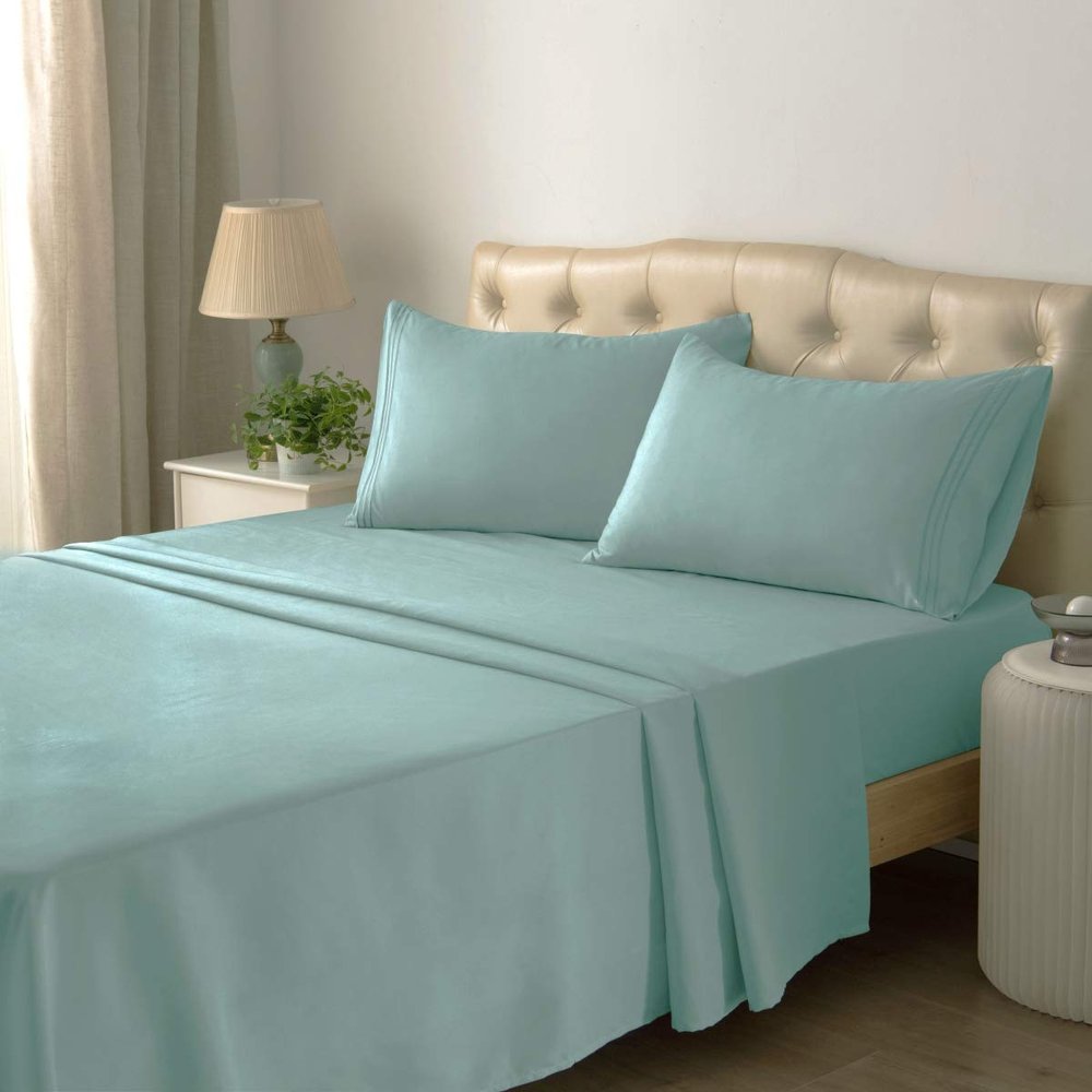 Hotel Collections HC1001SAQ Comfortable & Soft Microfiber Bed Sheet Set Sage - Queen - 4 Piece