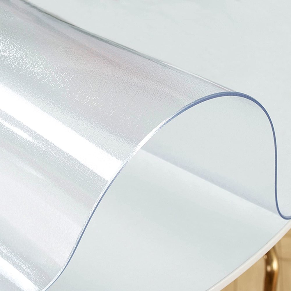 Round 2mm Frosted PVC Tablecloth Protector Waterproof Covering Plastic Waterproof Sheet, Desk Table Pads Soft Glass Dining Desk Mats Table Cover Cloth/Craft Table Cover/Kids Party Table Covers