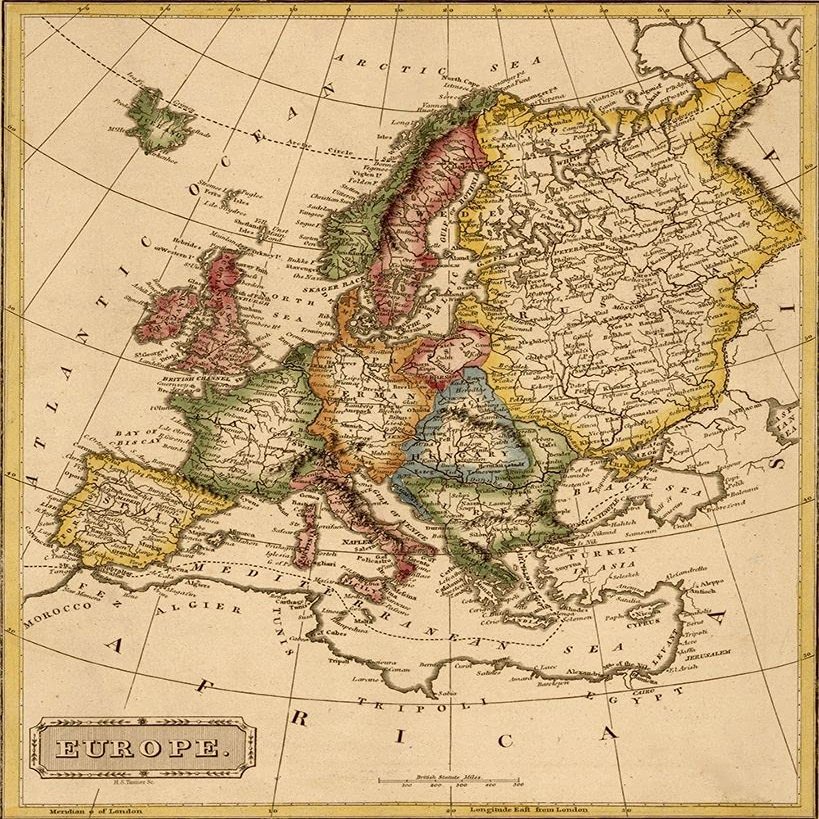 Europe 1817 by Vintage Maps - 16x20 Art Print Poster