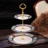 3-tier Ceramic Cake Stand Cake Display Stand Dessert Cupcake Stand For Tea Party Home Serving Platter (Color : Blue, Size : 27 * 35cm) view 2