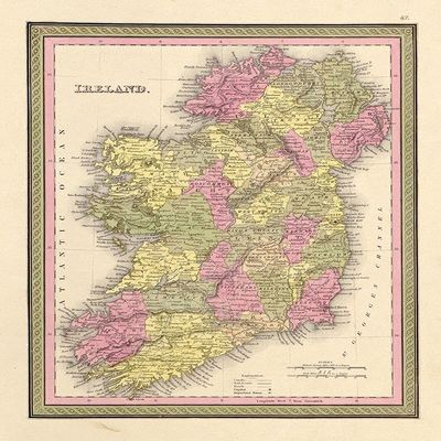 Ireland 1849 by Vintage Maps - 16x20 Art Print Poster