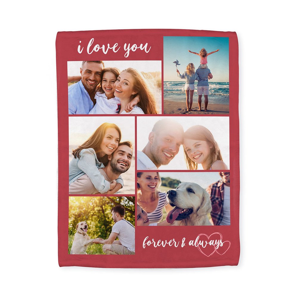 Personalized Blanket with Picture Custom Blanket Name Text Photo Collages Customized Gifts for Family Anniversary Wedding Birthday Soft Cozy Flannel 30"X40" (76x100cm, 6 Collage)