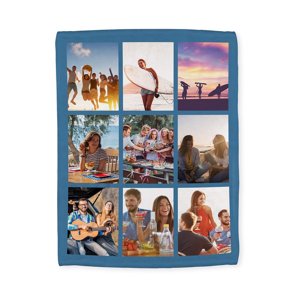 Personalized Picture Blanket Custom Blanket with 1-9 Photo Collages Customized Gifts for Family Friends Souvenirs Soft Flannel Birthday 30"X40" (76x100cm, 9 Collage)
