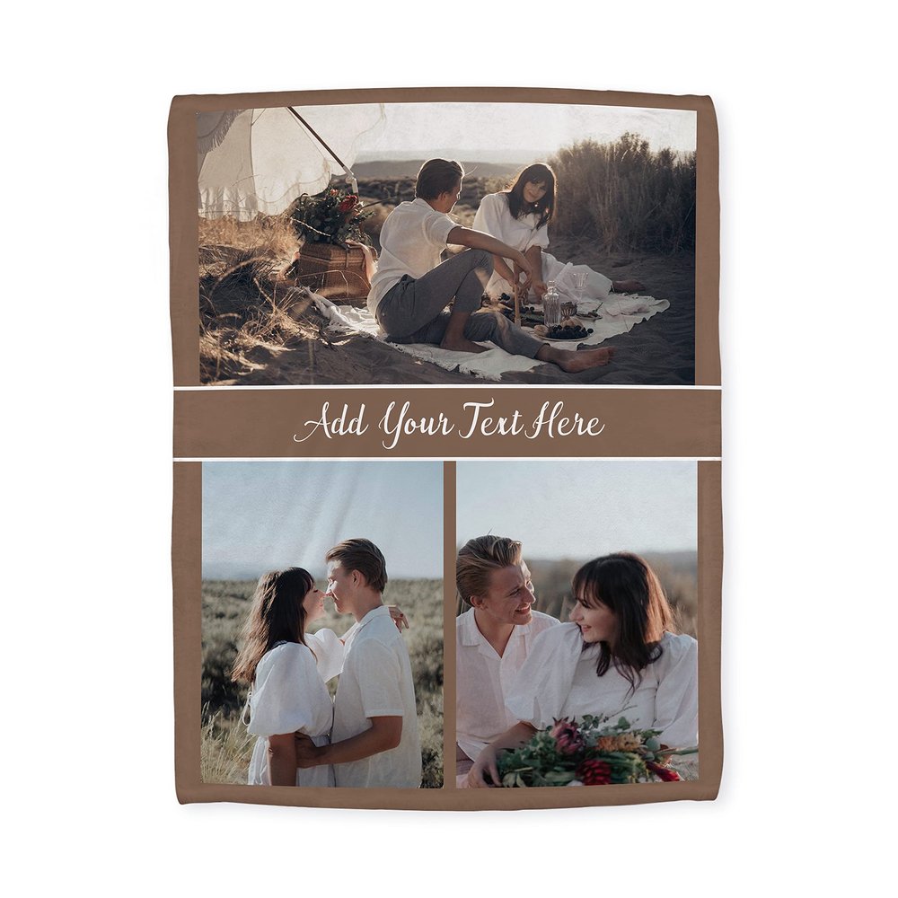 Personalized Blanket with Picture Custom Blanket Name Text Photo Collages Customized Gifts for Valentine's Day Anniversary Wedding Birthday Soft Cozy Flannel 30"X40" (76x100cm, 3 Collage)