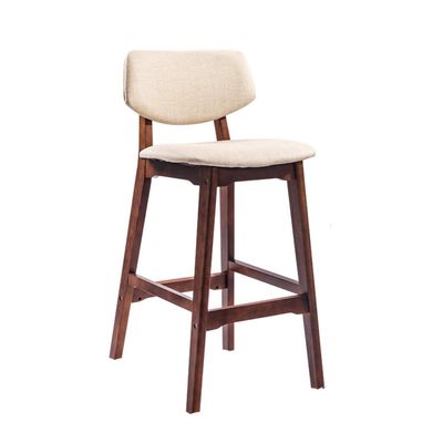 Barstools Wood Bar Stool Upholstered Footrest Curved Seat Modern Dining Chair for Kitchen | Pub | Caf Patio Bar Counter Stool Max. Load 200kg with Brown Legs for Bistro Pub Caf Island Kitchen