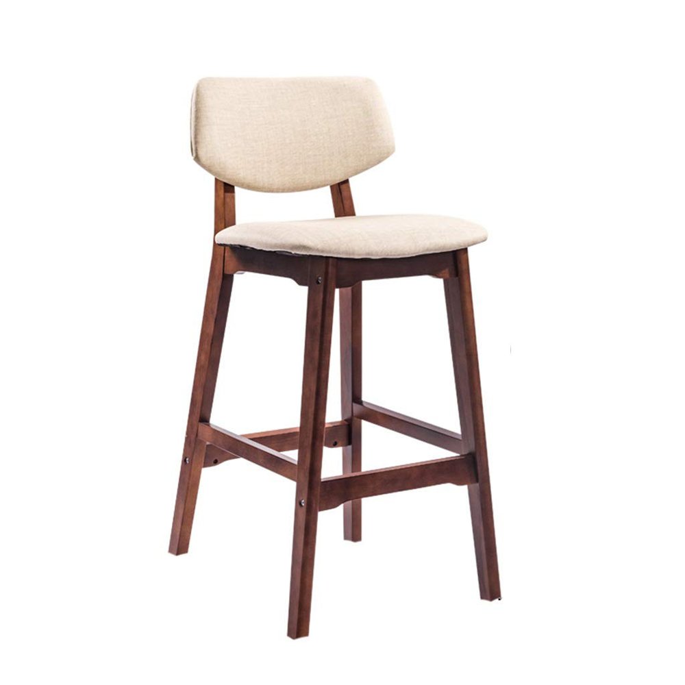 Barstools Wood Bar Stool Upholstered Footrest Curved Seat Modern Dining Chair for Kitchen | Pub | Caf Patio Bar Counter Stool Max. Load 200kg with Brown Legs for Bistro Pub Caf Island Kitchen