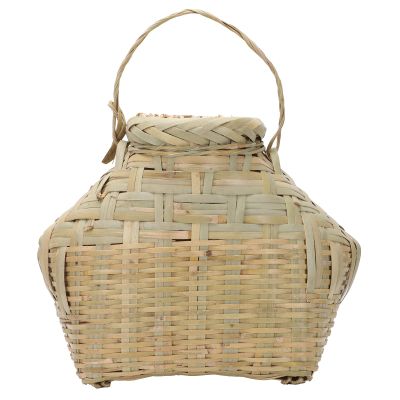Cabilock Bamboo Hand Basket Outdoor Storage Fishing Basket Natural Storage Container Fish Holder