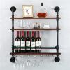 CGF- Mounted Wine Racks Industrial Hanging Pipe Shelf Wine Racks with 7 Stem Glass Holder, 30In Floating Bar Shelves Wall Mounted, Wall Shelf Kitchen Wine Holder view 1