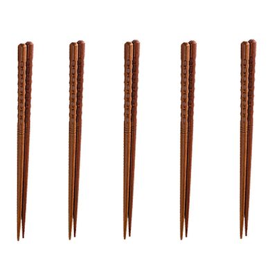 5 Pairs Reusable Chopsticks, Wooden Chopsticks Set Japanese Style, 9" Reusable Chop Sticks for Asian Food