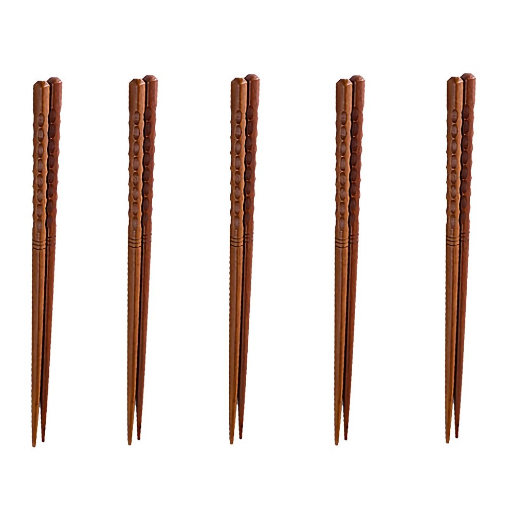 5 Pairs Reusable Chopsticks, Wooden Chopsticks Set Japanese Style, 9" Reusable Chop Sticks for Asian Food