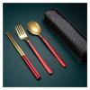 5PCS Portable Stainless Steel Metal Cutlery Set Including Spoon, Chopstick and Fork with Fabric Storage Bag and Carrying Case view 1