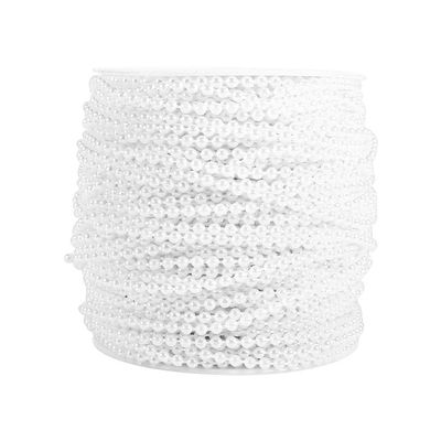 165 Feet Ball Bead Chain, 3mm String Pearls Beads Faux Artificial Pearls Chain Roll Strand Pearls Beads Trim Chain Garlands for Wedding Christmas Tree Decoration(#1-White)