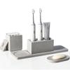 Bathroom Accessory Set Grey, Diatomite, Bathroom Accessories Countertop Complete with Electric Toothbrush Holders, Soap Dish Set view 1